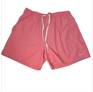 Huk Men's Elastic Waist Drawstring Volley Swim Shorts Sunwashed Reds Size XL